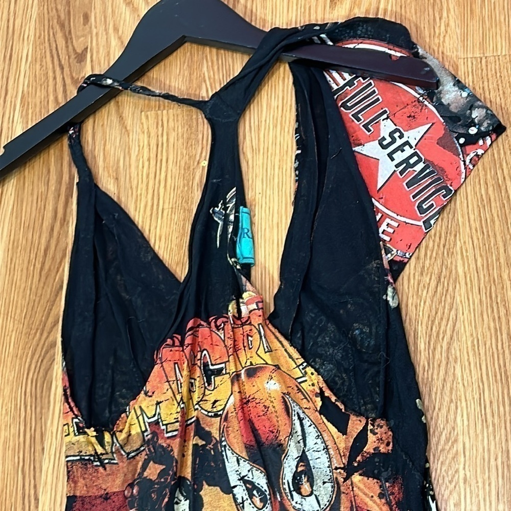 Vintage Rana Rojo custom rock & roll moto high low midi dress size small 4 black - Picture 10 of 11